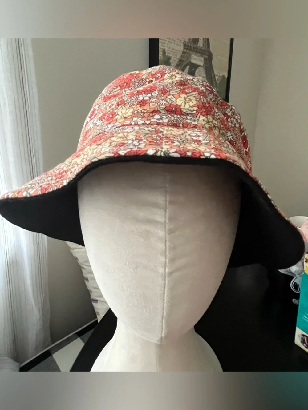 Retro Floral Print Bucket Hat NEW - Picture 2 of 2